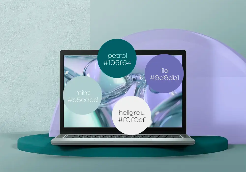 Branding-Farben auf einer Website auf einem Laptop