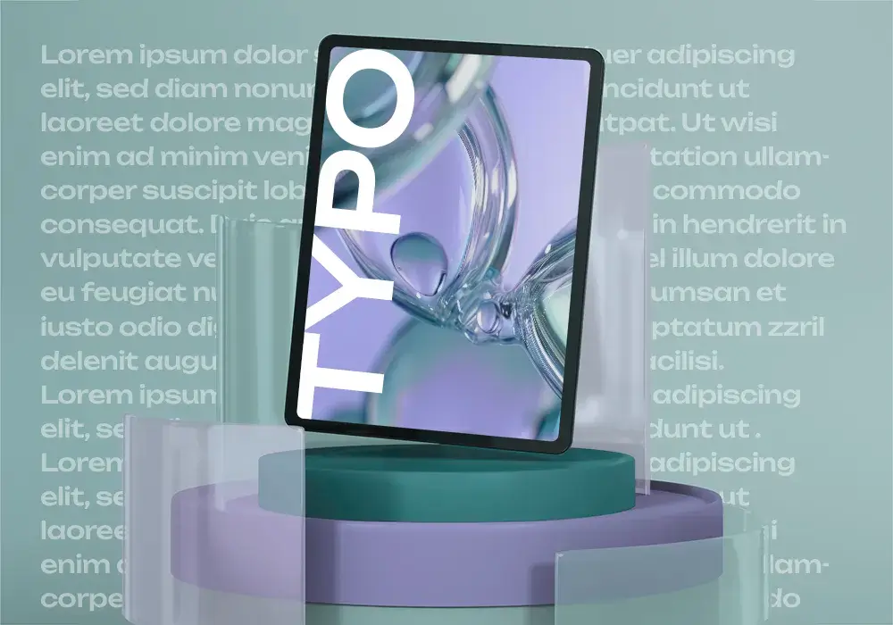 Branding-Typografie auf einer Website auf einem Tablet