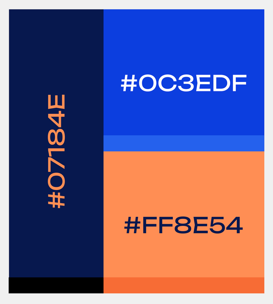 orange-blaue Farbpalette für Blau im Branding