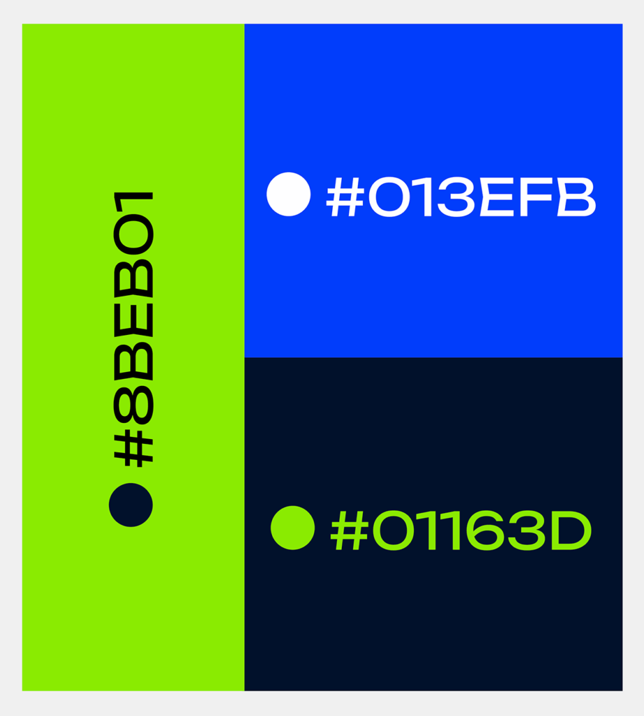 neonblaue Farbpalette für Blau im Branding