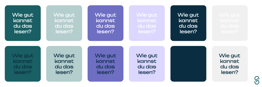 Darstellung der Lesbarkeit von Brandingfarben