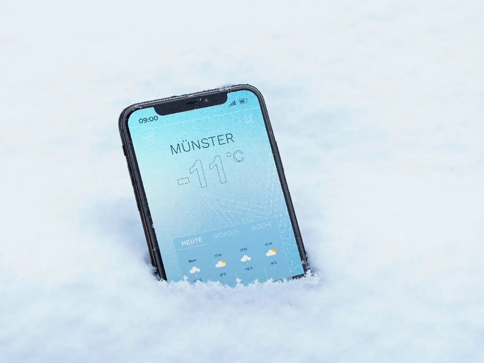 Das Branding "Frost" als App-Mockup