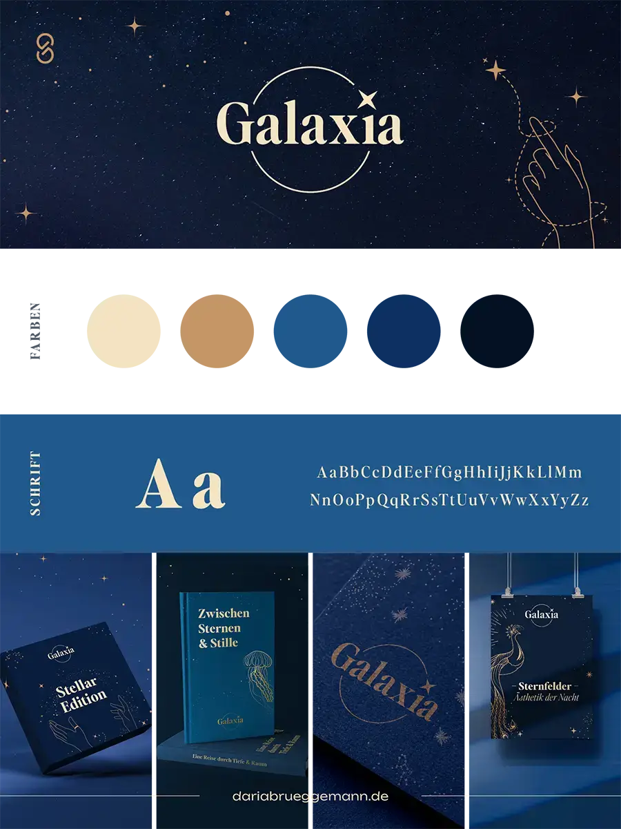 Brandboard für ein dunkles Galaxia-Branding