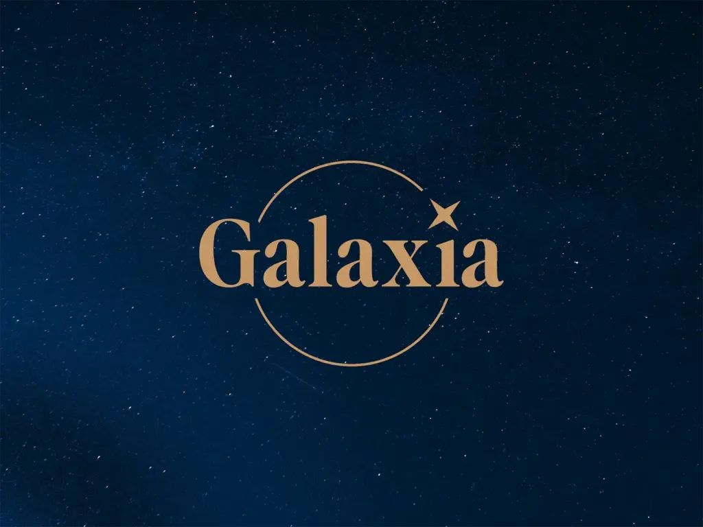 Galaxia Logo auf dunkelblau