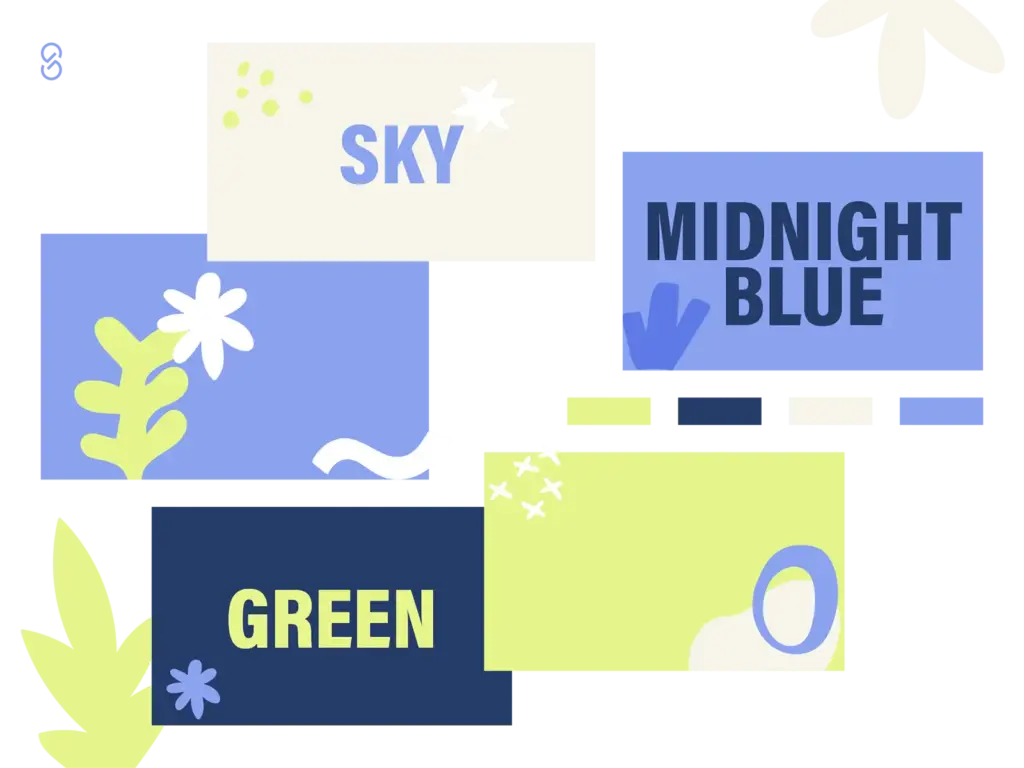 grün blaues Design-Moodboard