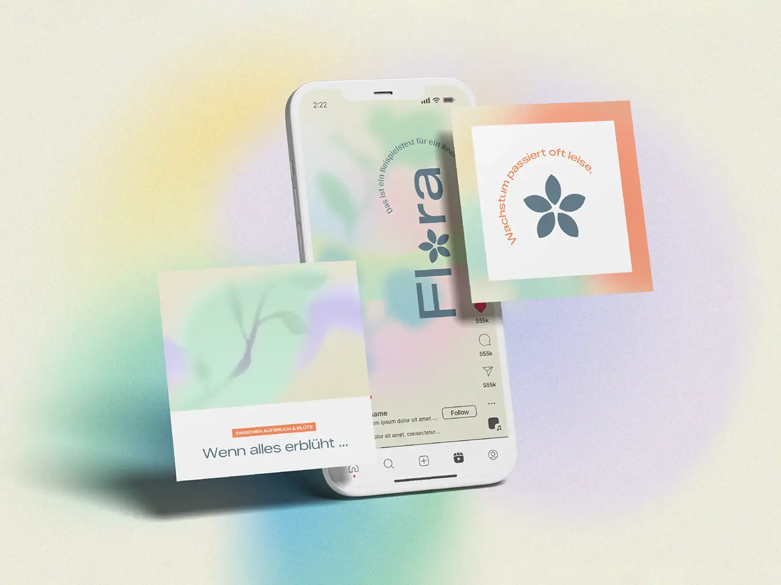 Instagram-Mockup des Frühlingsbrandings "Flora"
