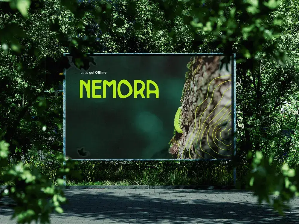 Billboard-Mockup für Nemora Wald-Branding